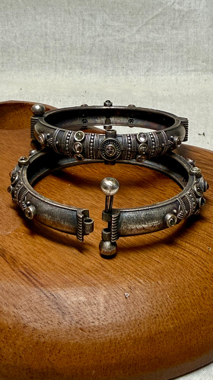 Hinged Exotic Silver Bracelet
