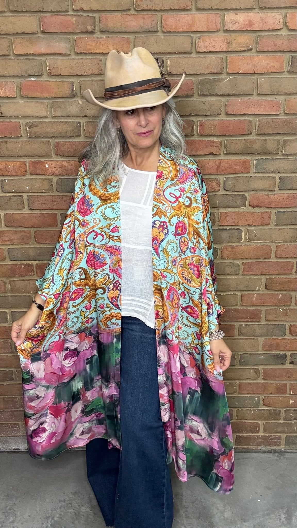 Colorful Paisley Silk Kimono - Vintage Vault Boutique