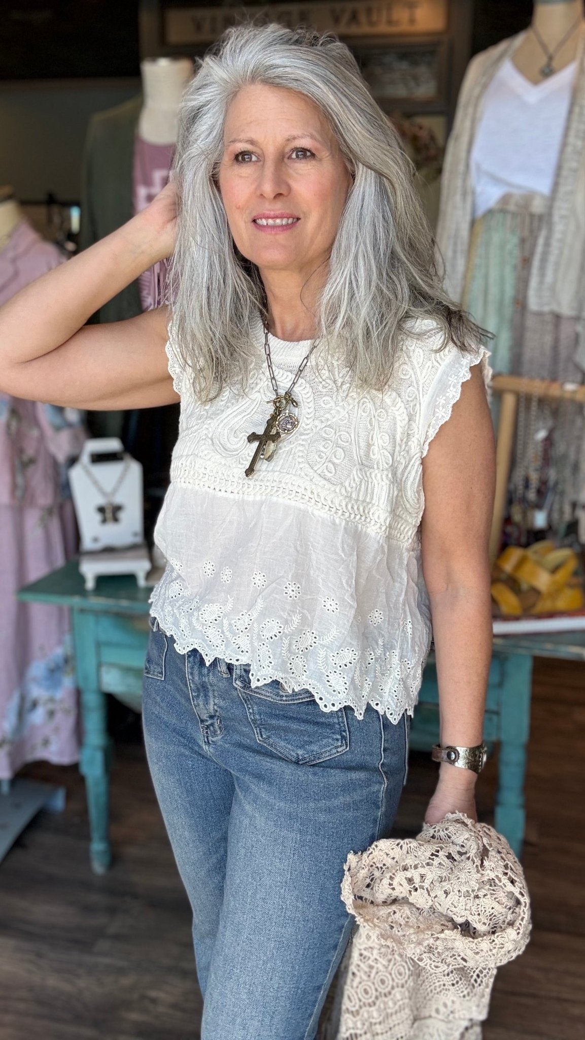 Babydoll Crochet Top - Vintage Vault Boutique