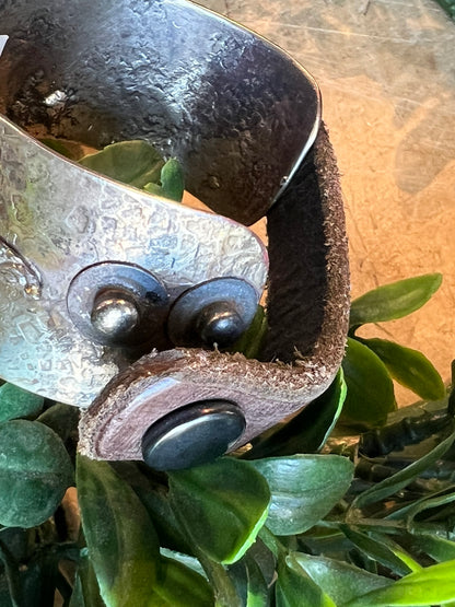 Nicho Heart Cuff on Leather Strap