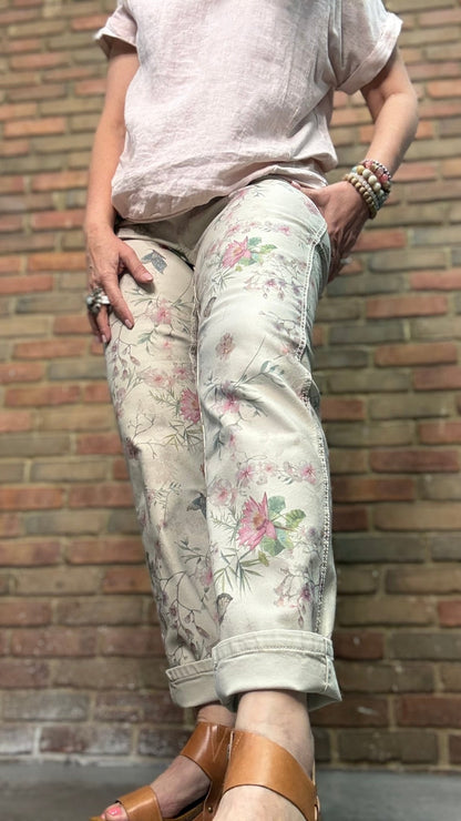 Floral Reversible Jean Pant - Vintage Vault Boutique