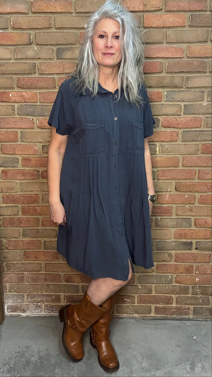 Charcoal PIntuck Shirt/Dress