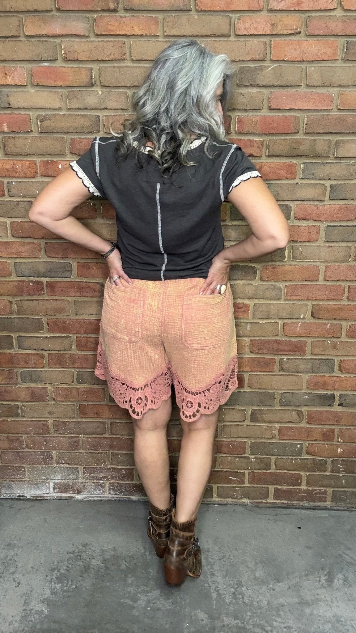 Cotton Gauze Lace Trim Shorts - Vintage Vault Boutique