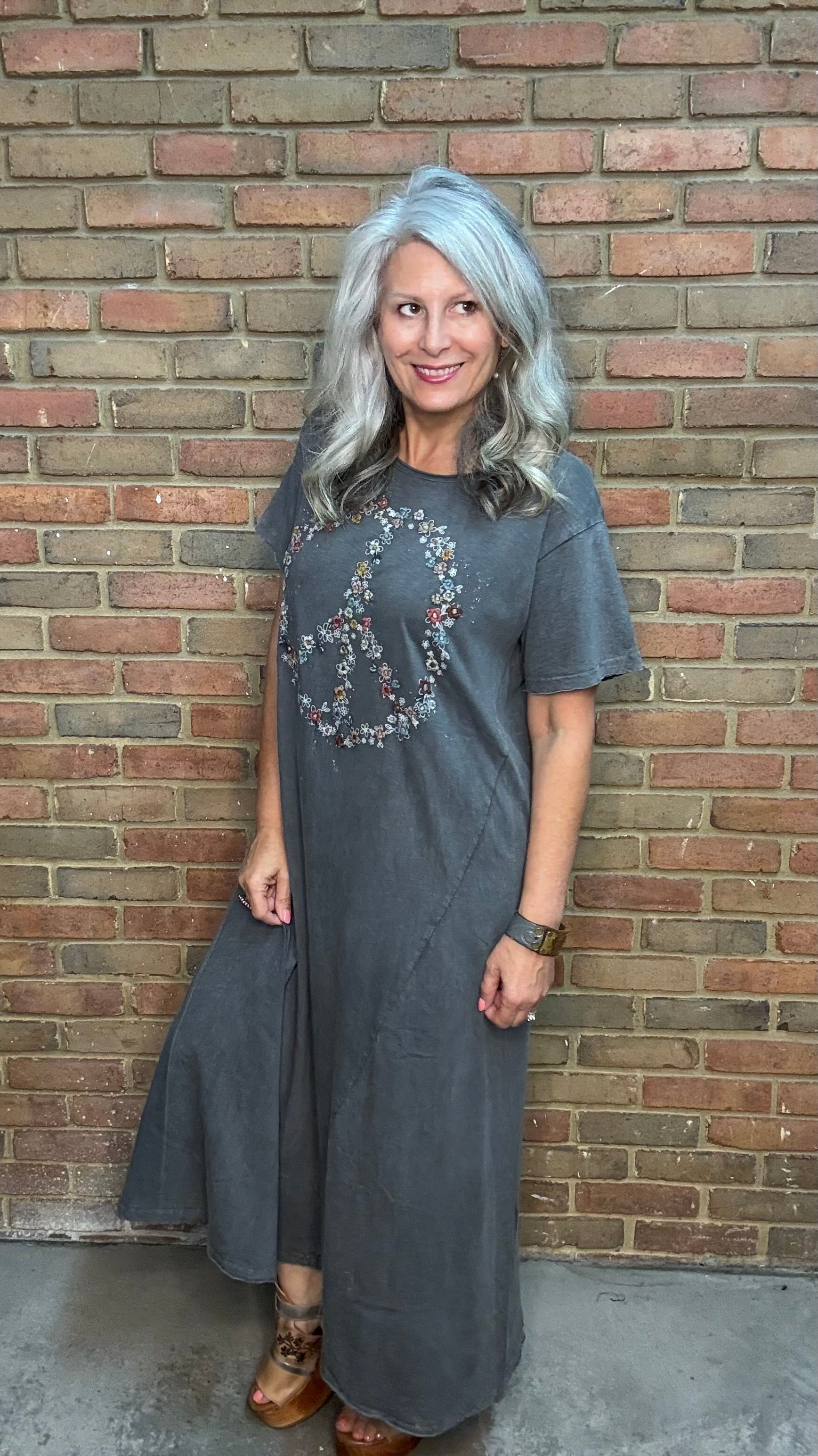 Santana - Embroidery Floral Peace Dress