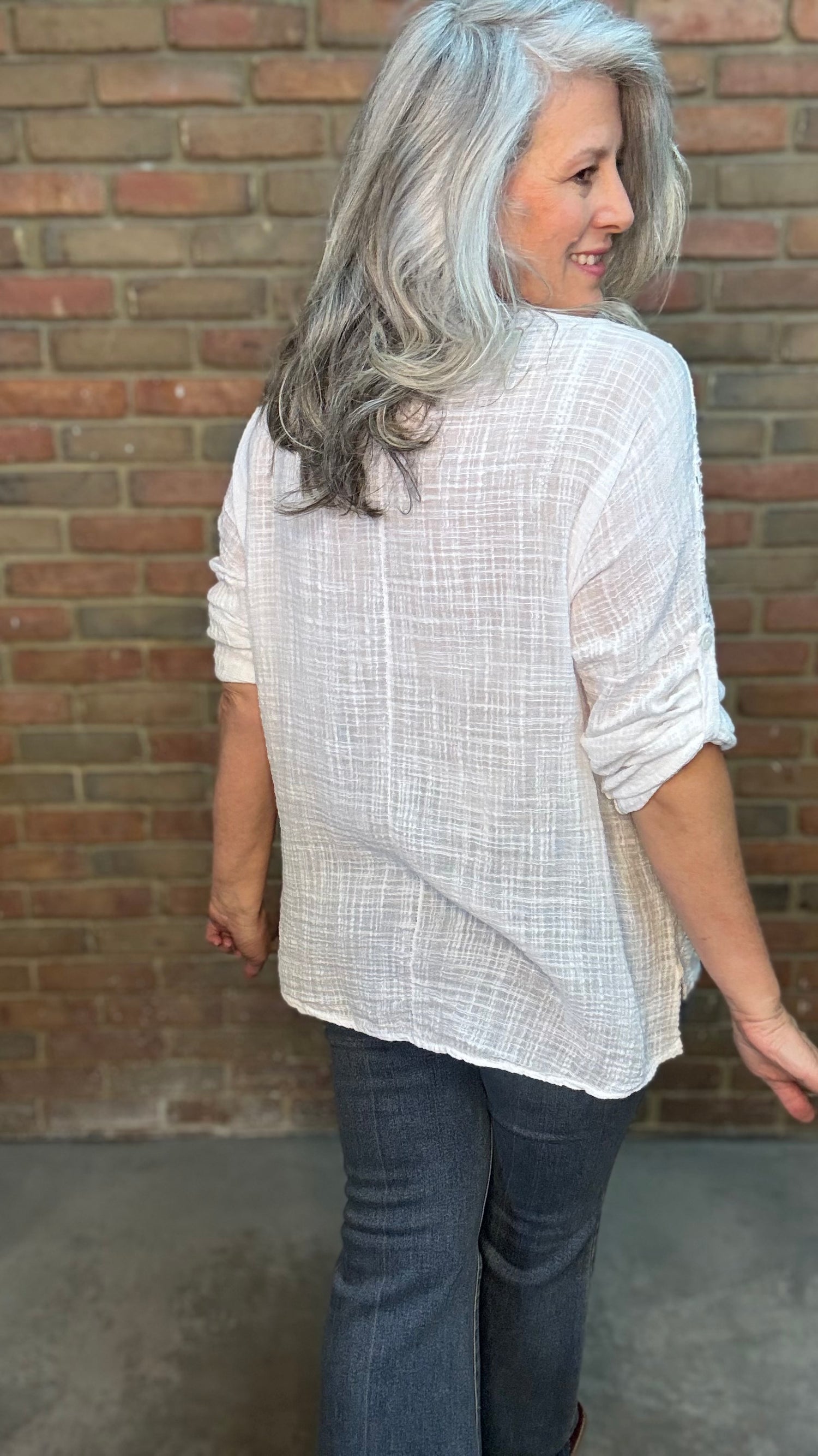 White V-Neck Embroidery Top