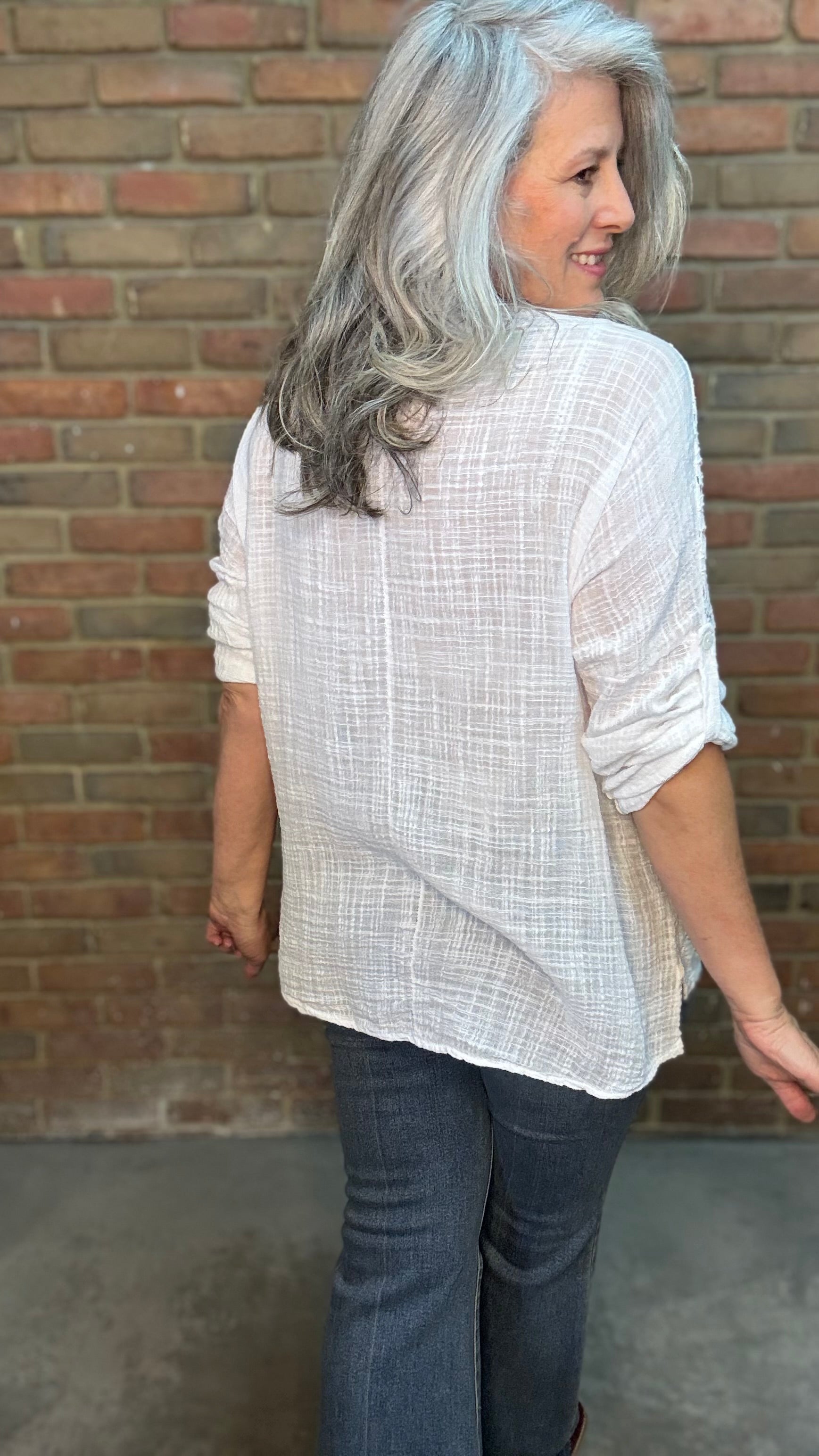 White V-Neck Embroidery Top