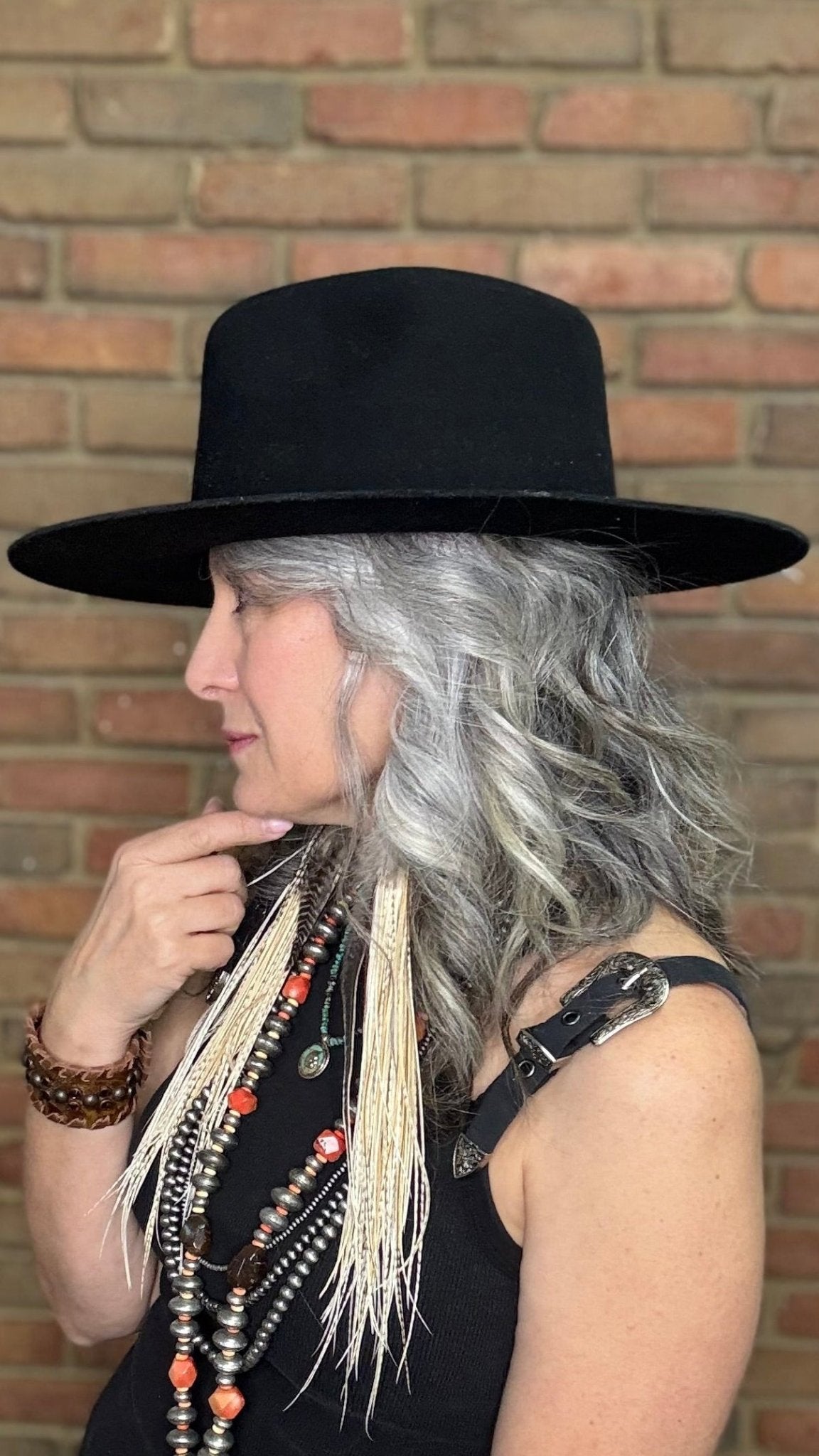 Black Felt Unbanded Hat - Vintage Vault Boutique