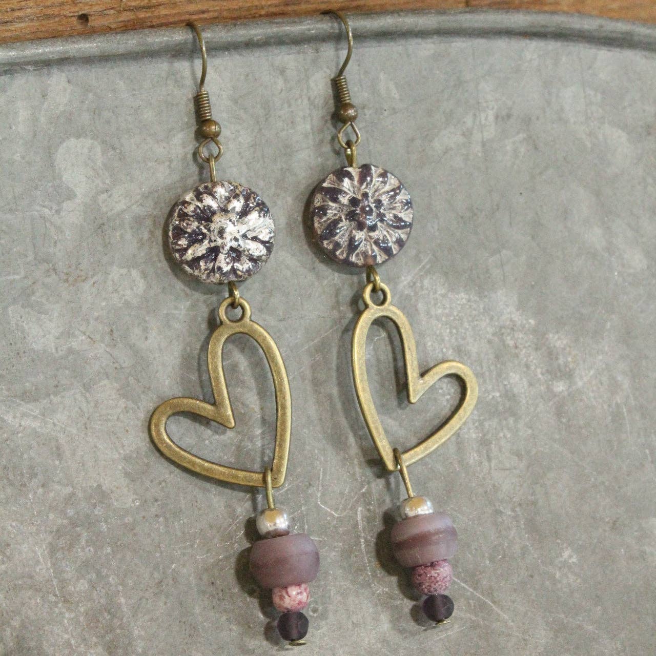 Czech These Out Plum Earrings