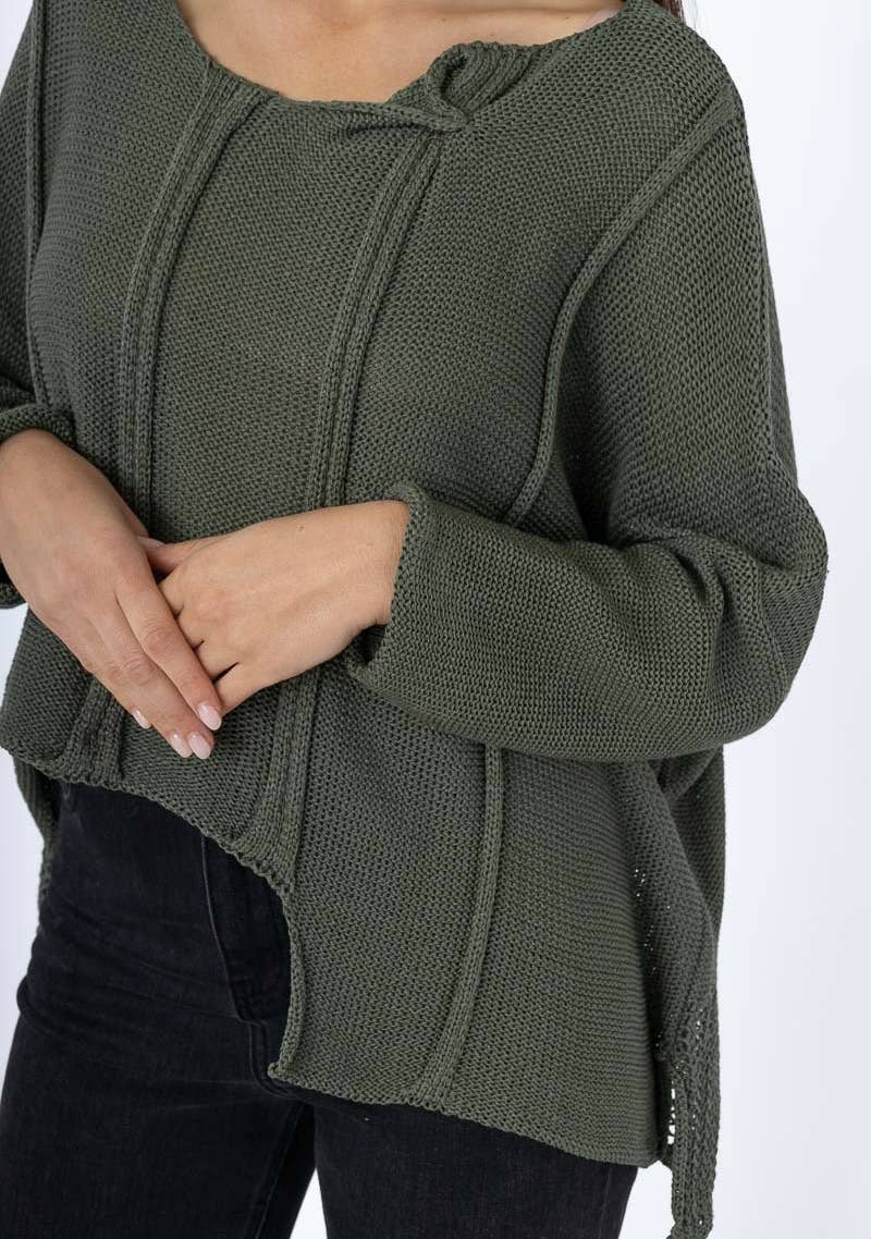 Loose Weave Cotton Sweater Anthracite grey