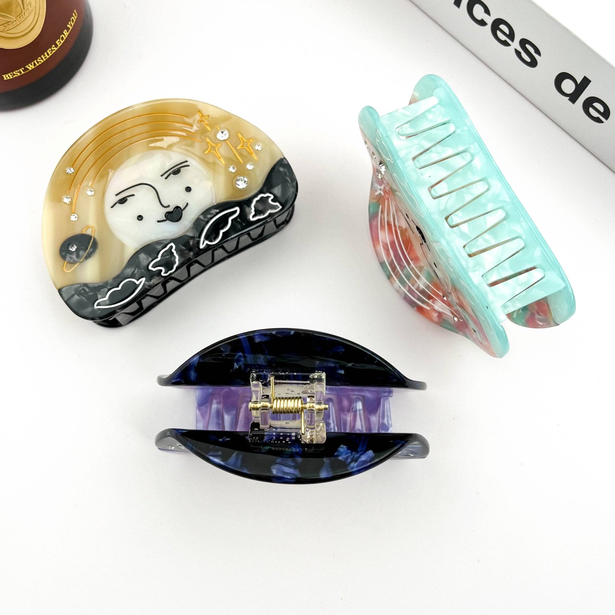 Moon &amp; Starry Sky Claw Clip - Vintage Vault Boutique