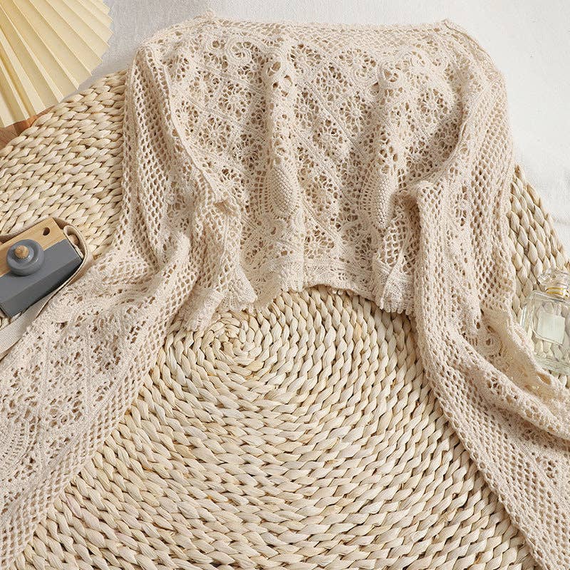 Bohemian Crochet Long Sleeve Topper