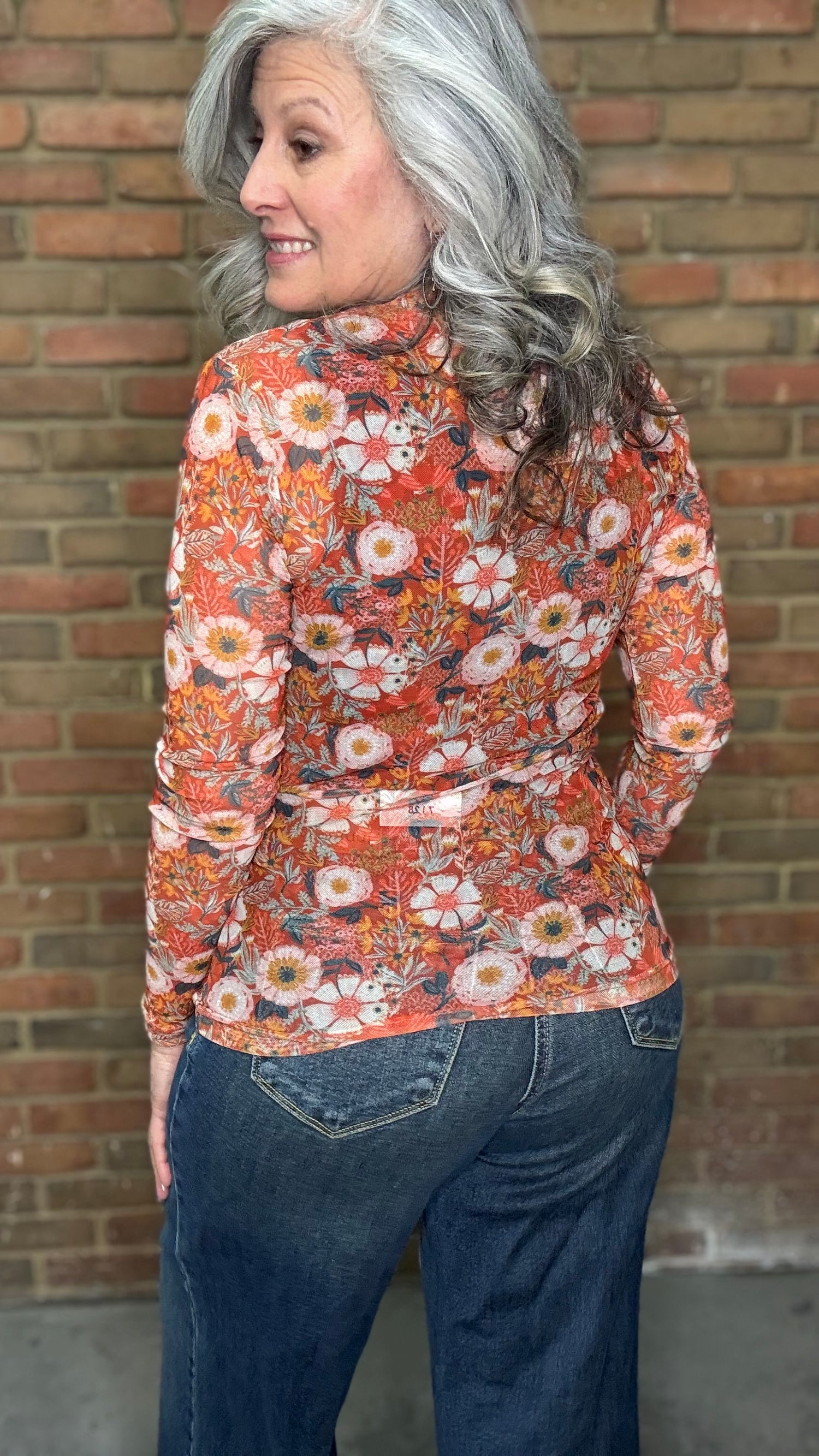 Rust Poppie Mesh Top