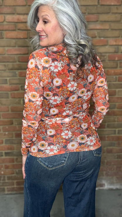Rust Poppie Mesh Top