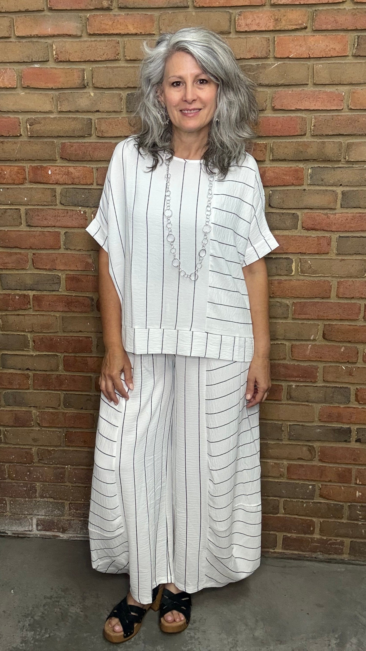 White and Black Stripe Top 