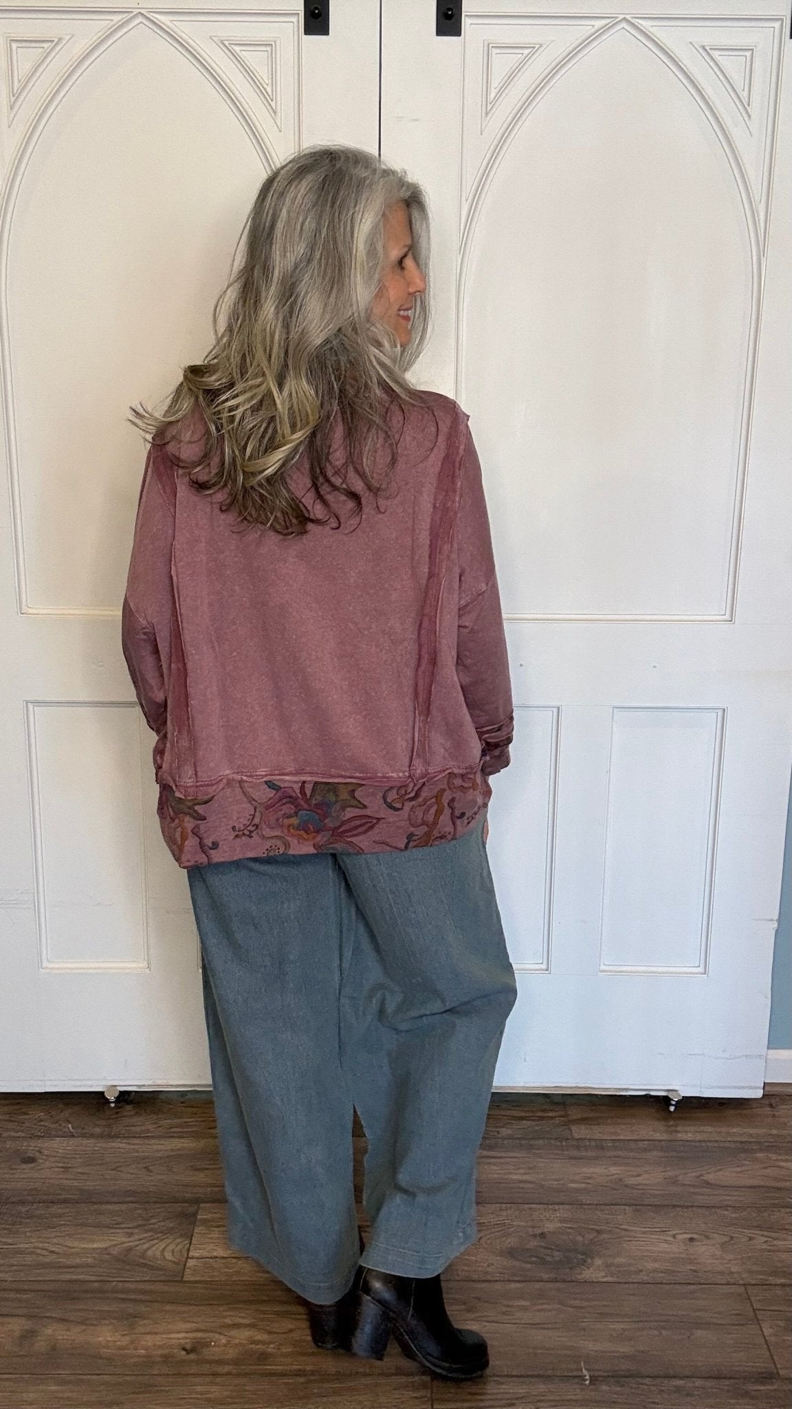 Purple Printed Lightweight Sweatshirt - Vintage Vault Boutique