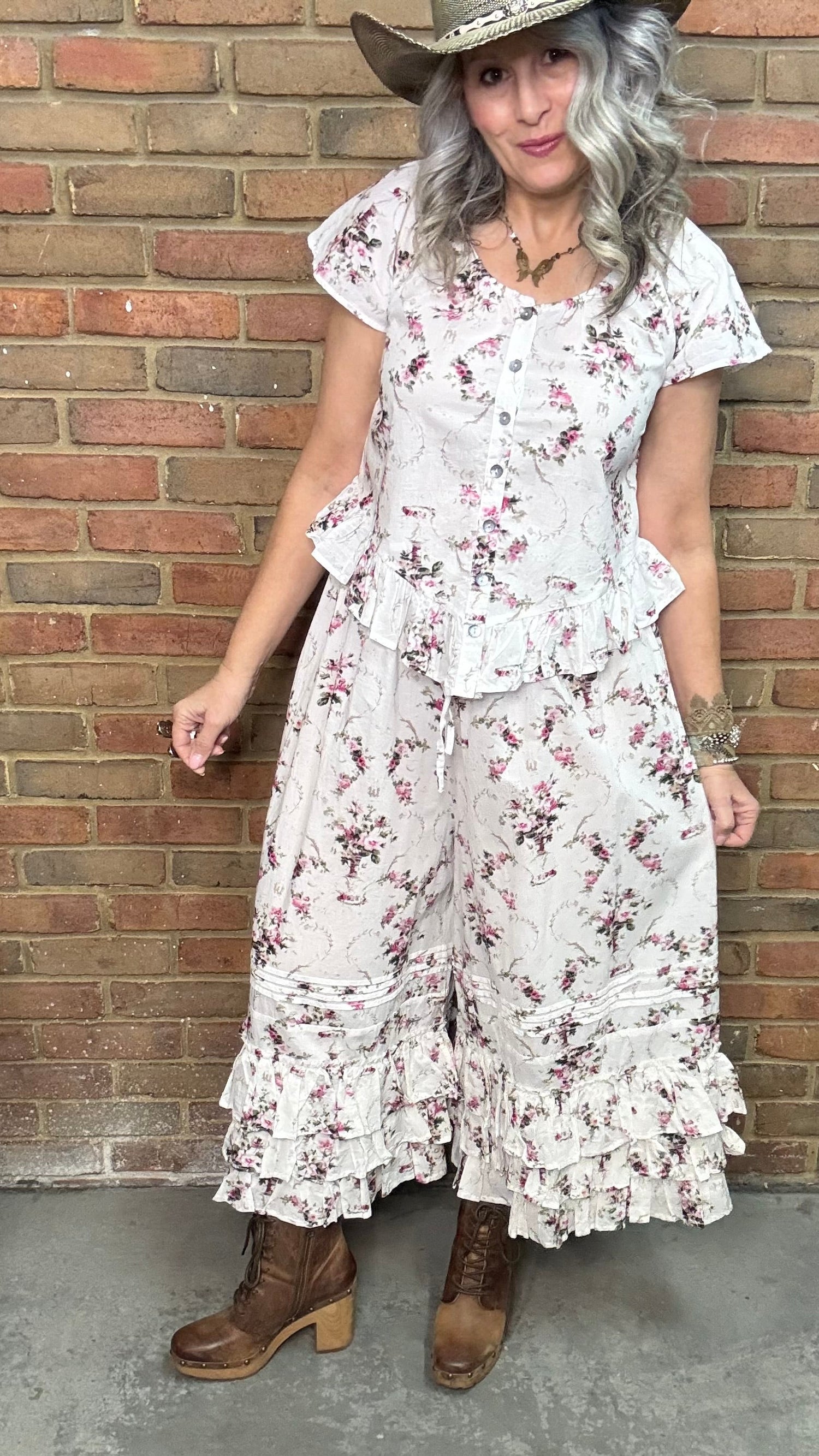 Floral Print Pin Tuck Bloomer