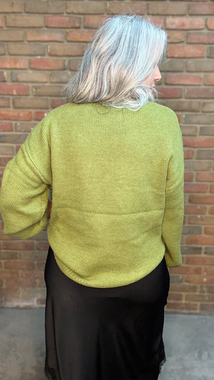 Monarch Butterfly on Green Sweater - Vintage Vault Boutique