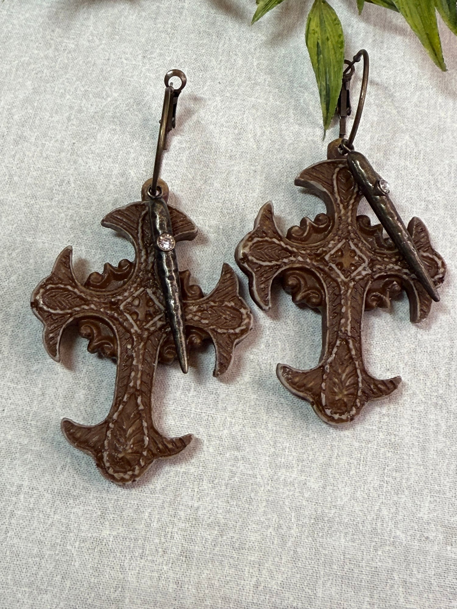 Ornate Cross with Spike Earrings