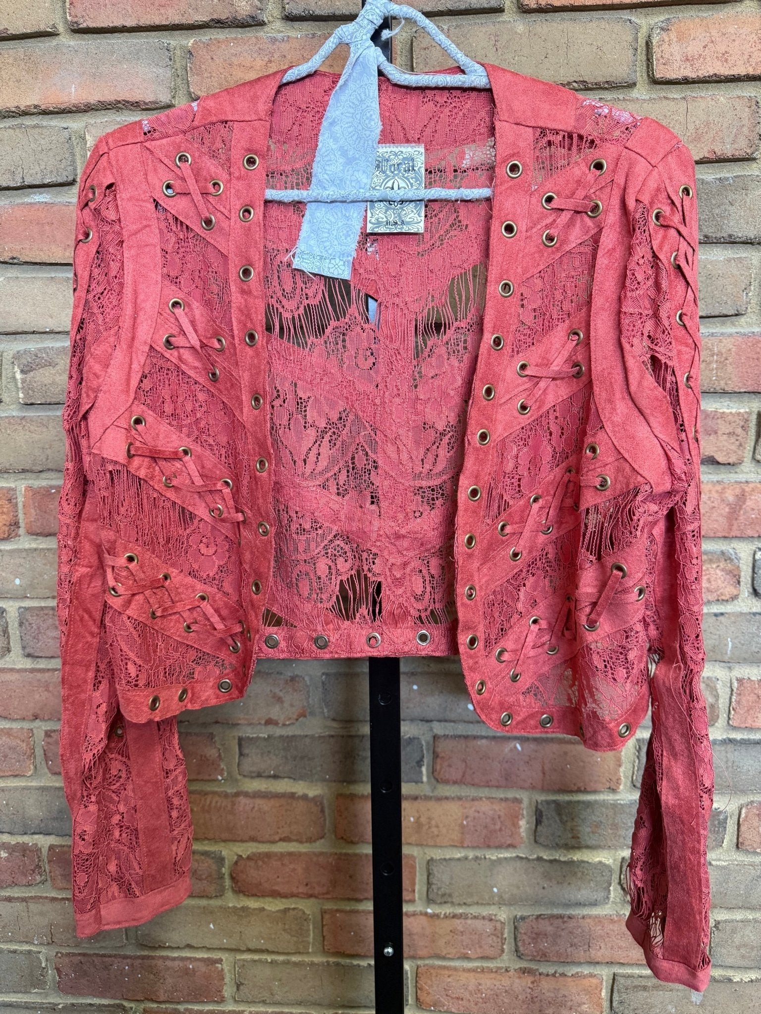 Lace and Suede Brick Jacket - Vintage Vault Boutique