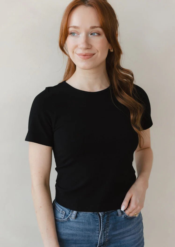 Short Sleeve Crop Top - Vintage Vault Boutique