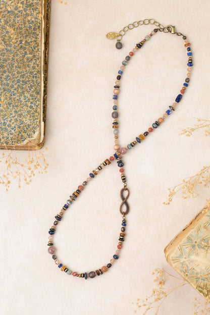 Storyteller 21-23" Muscovite, Lapis, Wood Collage Necklace