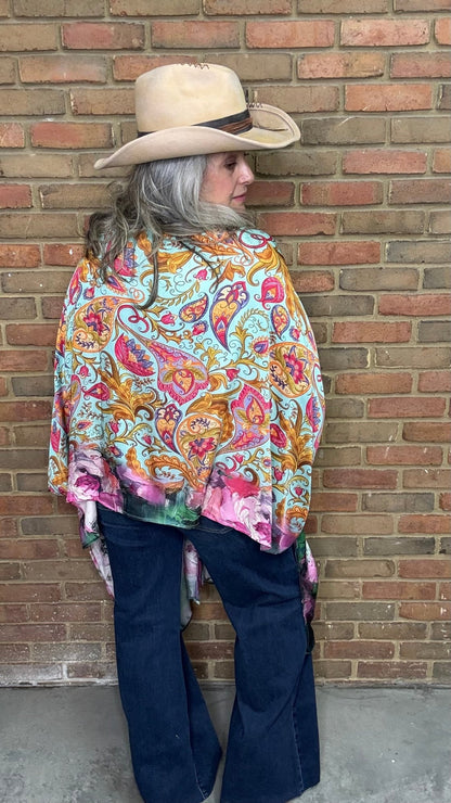Colorful Paisley Silk Kimono - Vintage Vault Boutique