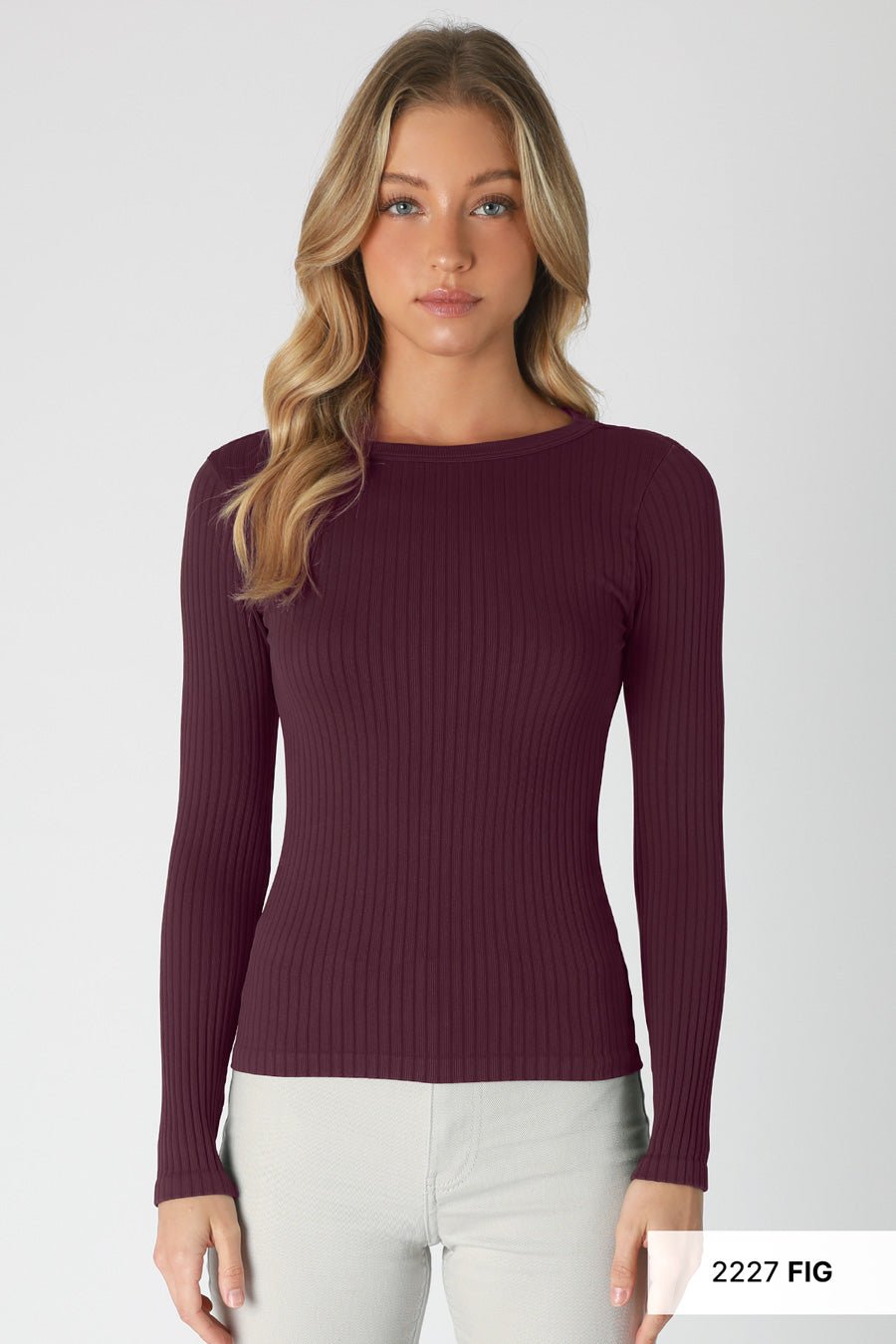 Wide Rib Long Sleeve Top - Vintage Vault Boutique