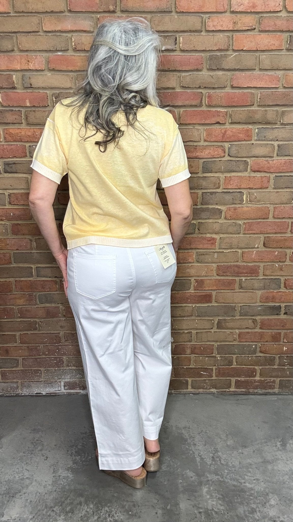White Twill Cropped Flare Leg - Vintage Vault Boutique