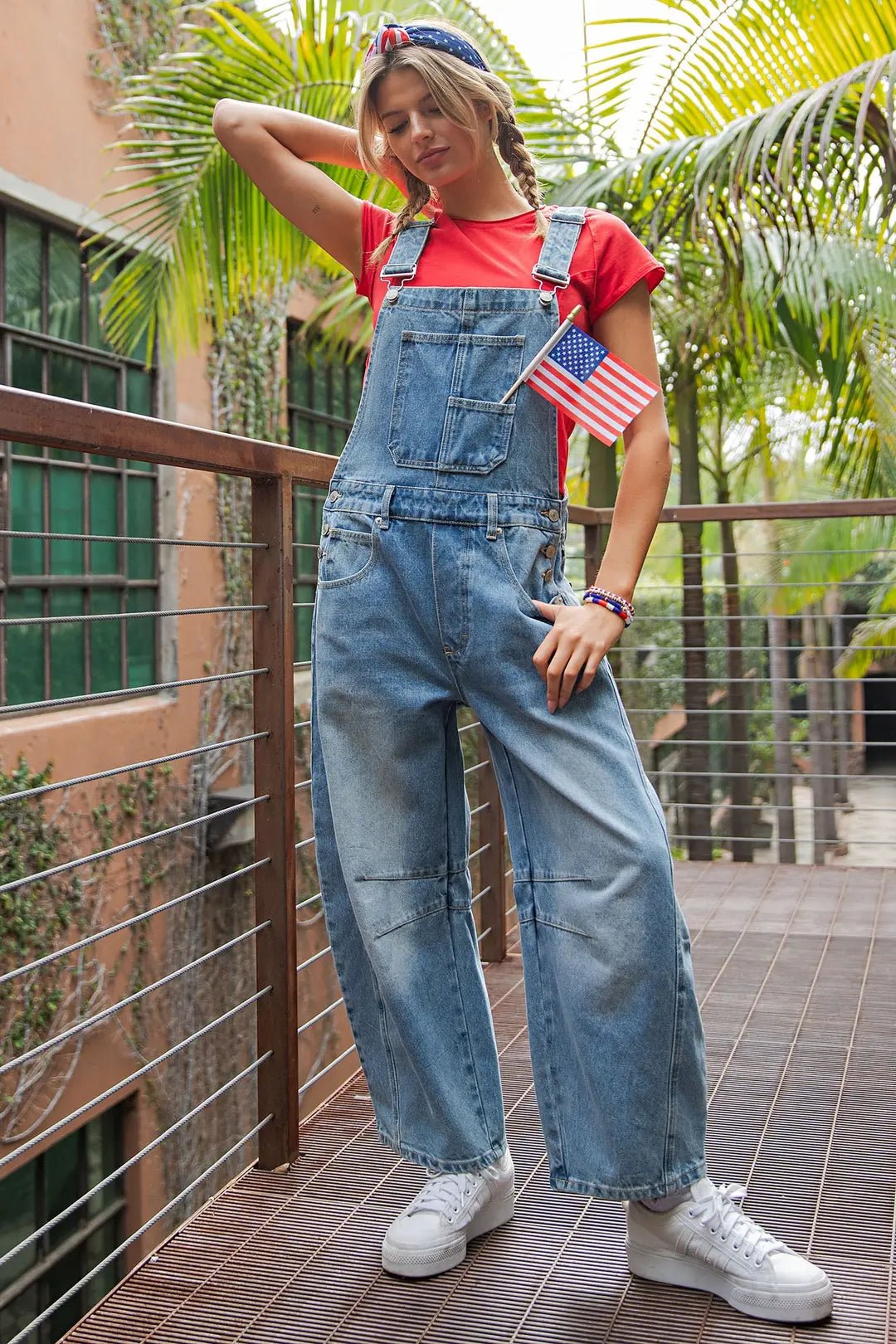 Washed Barrel Leg Overalls - Vintage Vault Boutique