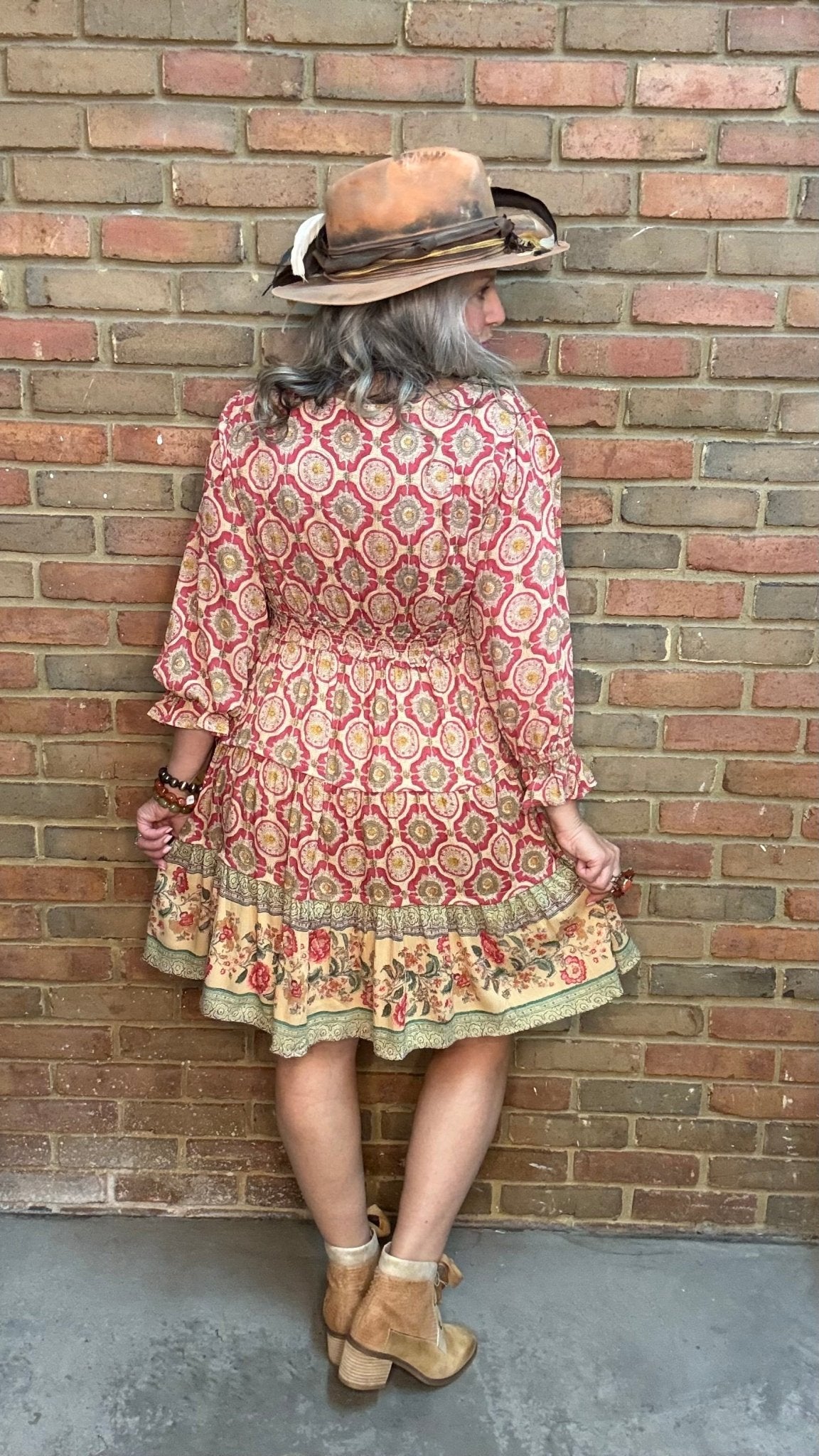 V-Neck With Tassels Tiered Dress - Vintage Vault Boutique