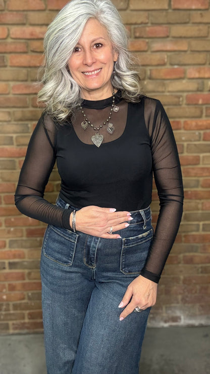 Solid Mesh Top Black