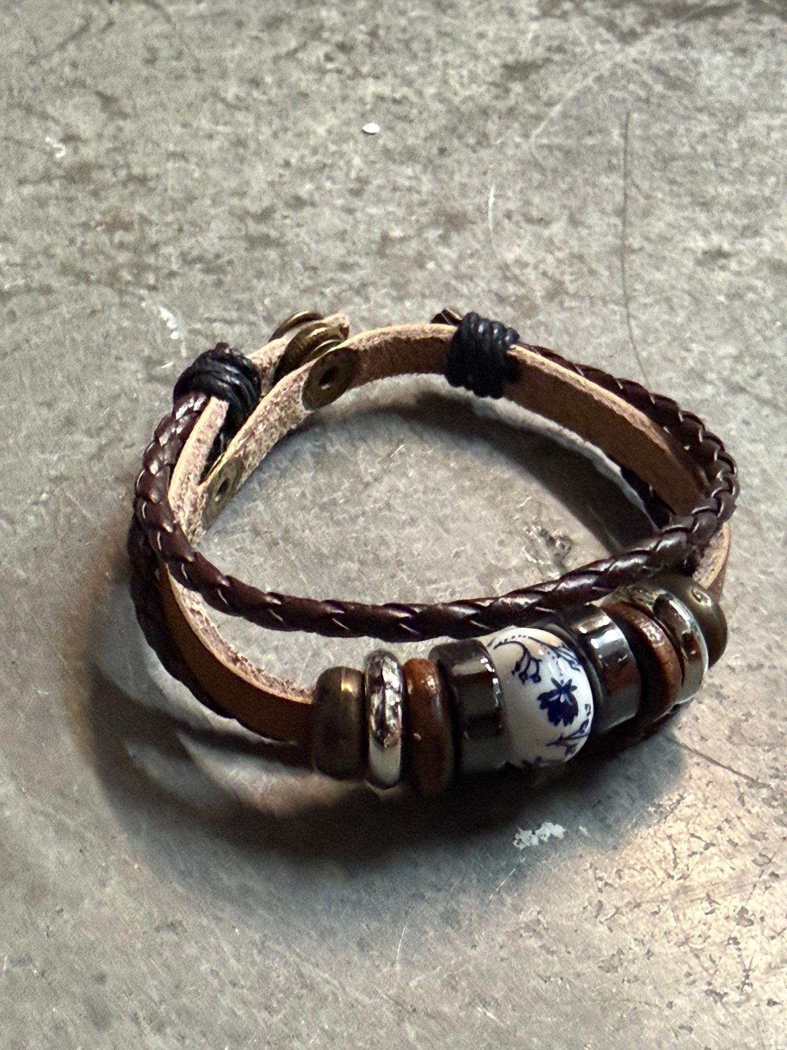 Triple Band Leather Bracelet - Vintage Vault Boutique