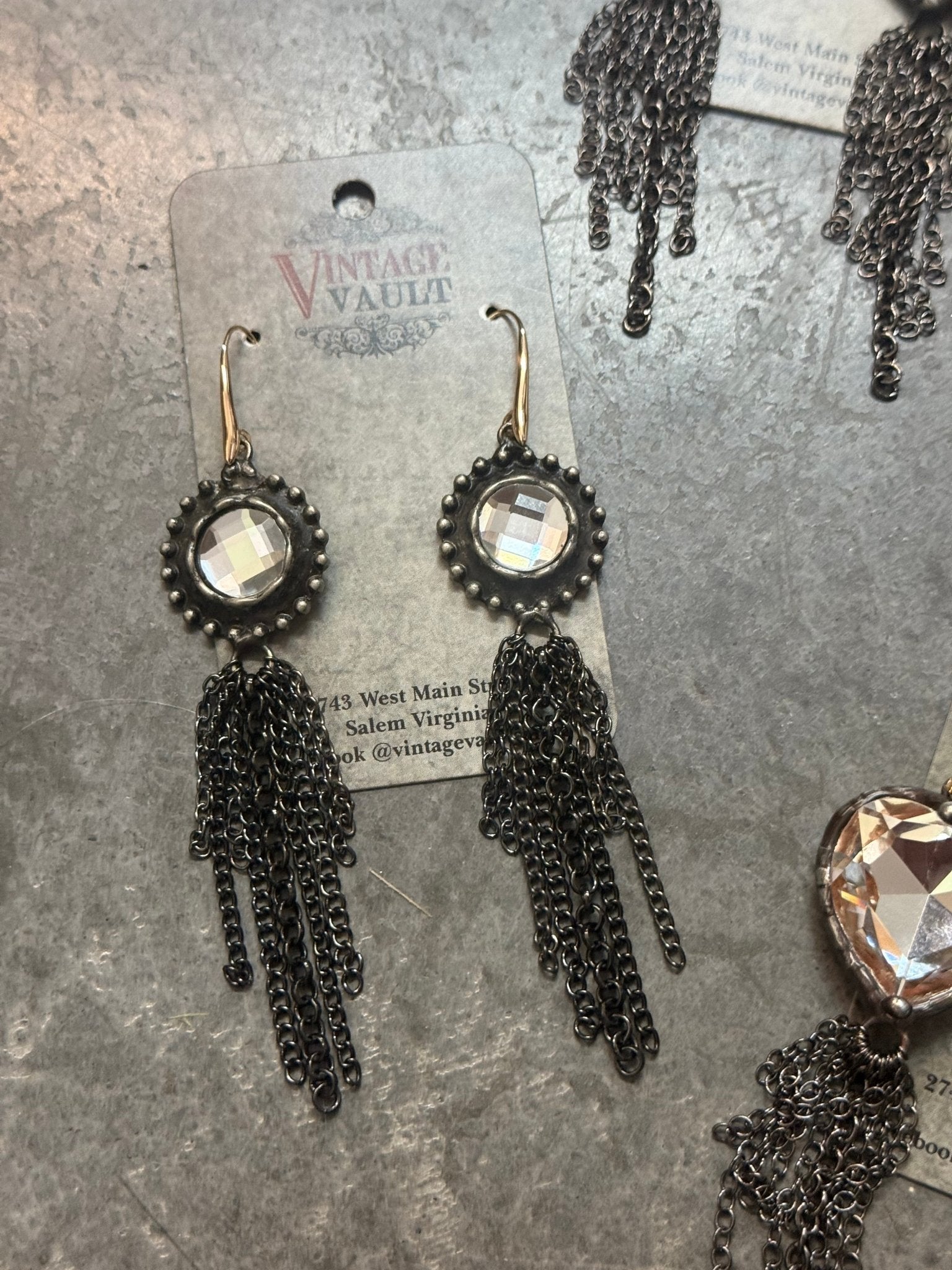 Crystal Tassel Earring - Vintage Vault Boutique