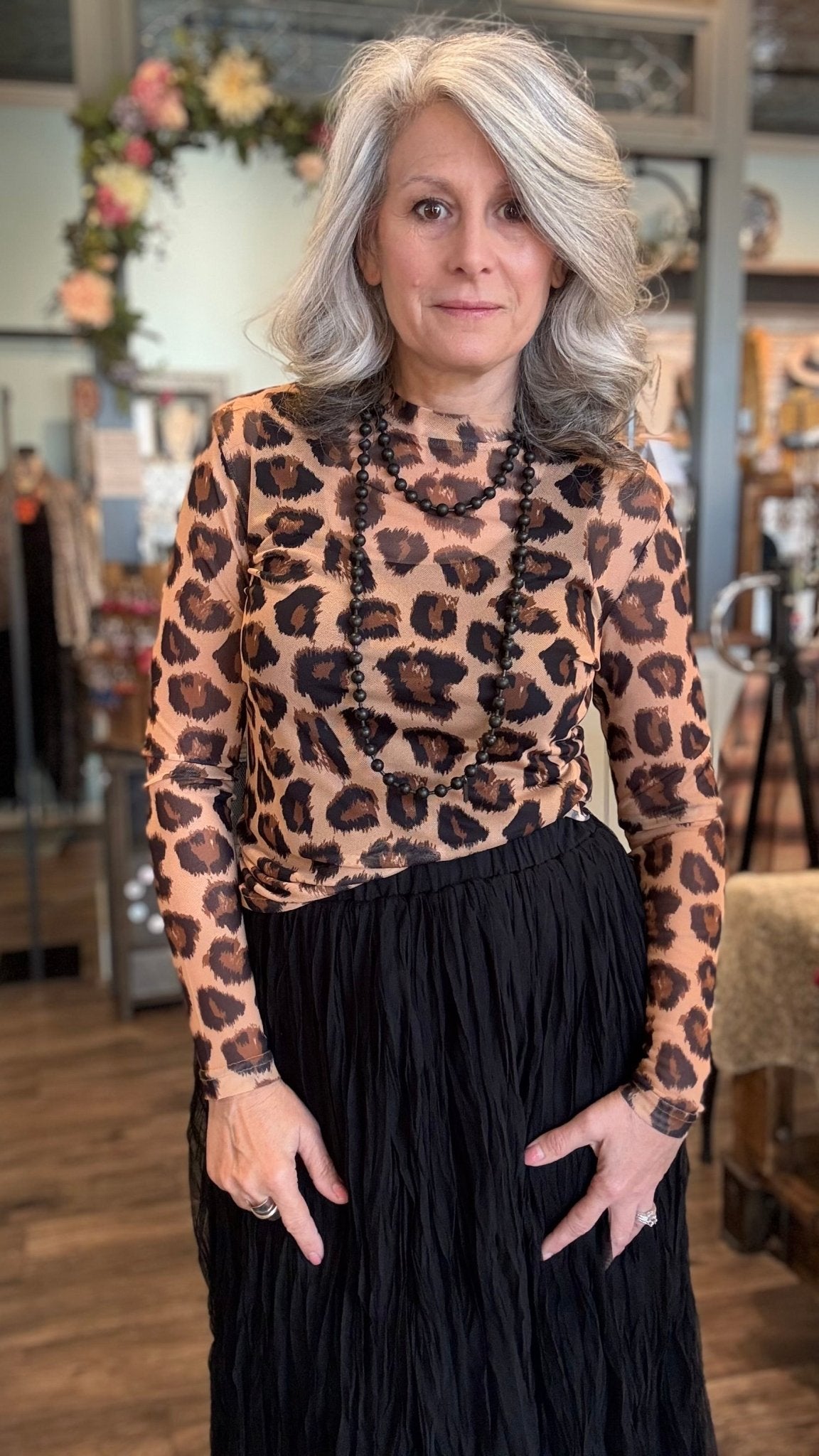 Leopard Mesh Layering Top - Vintage Vault Boutique