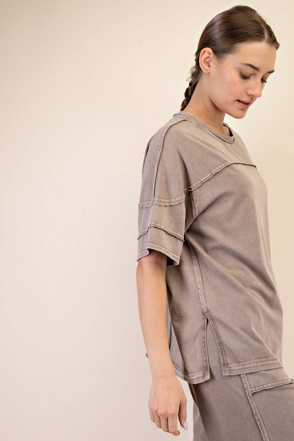 Cotton Short Sleeve Top Mocha