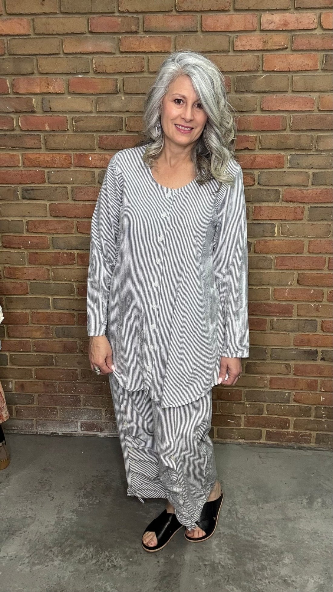 Scooter Pant in Ticking Stripe - Vintage Vault Boutique