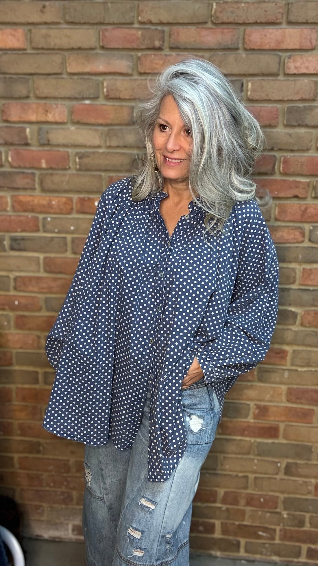 Sweet Nothings Top - Navy Dot