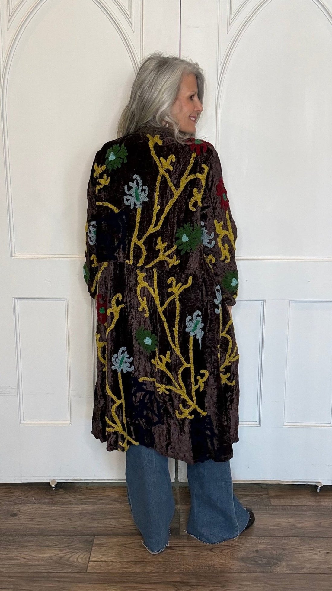 Aubergine Velvet Button Front Jacket - Vintage Vault Boutique