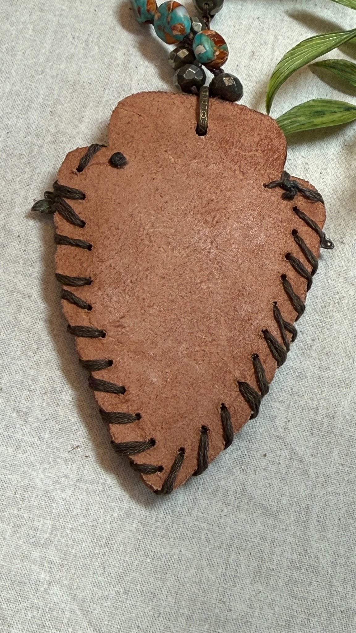 Leather arrowhead with Heart necklace - Vintage Vault Boutique