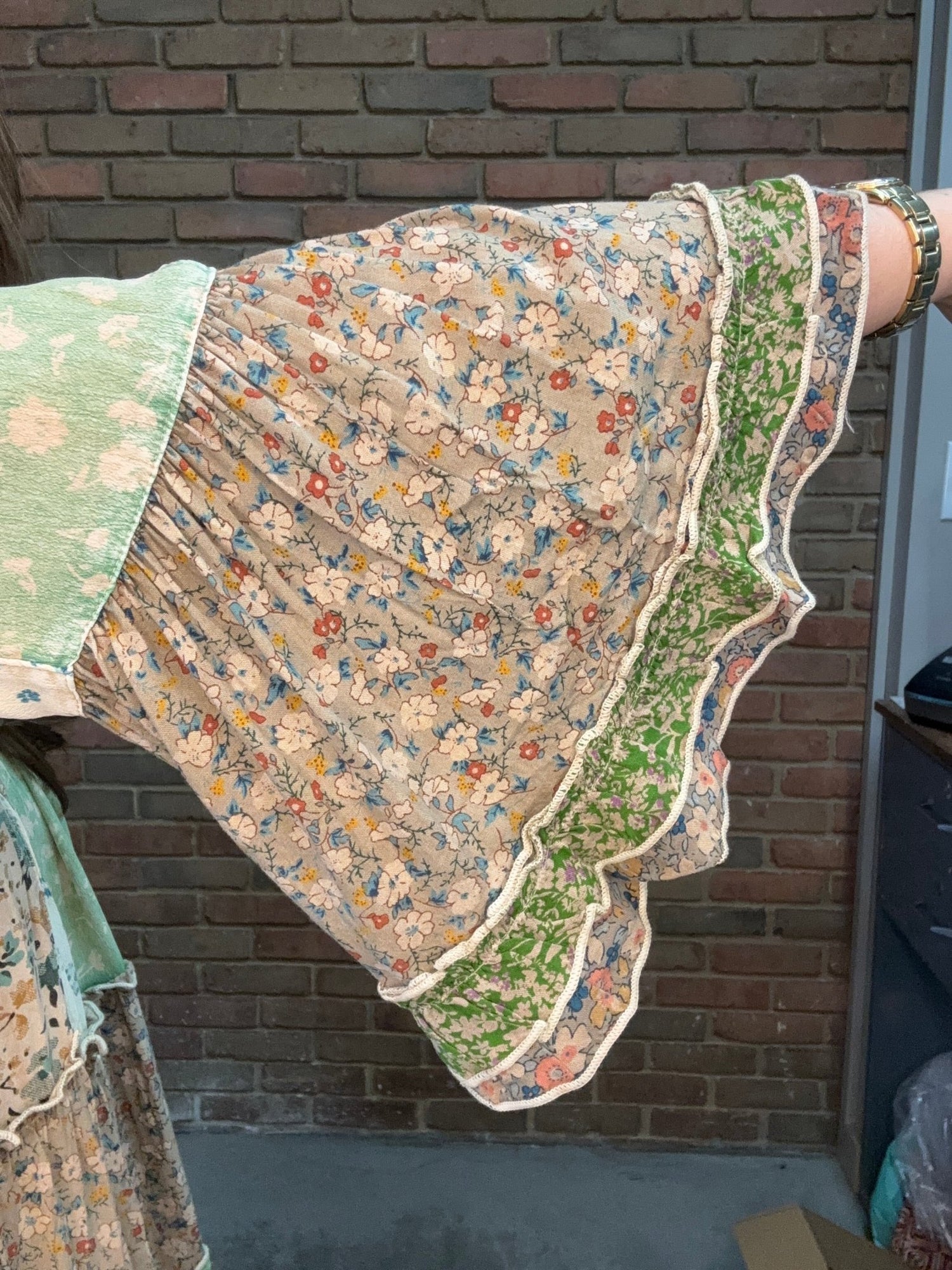Vintage Patchwork Bell Sleeve Top - Vintage Vault Boutique