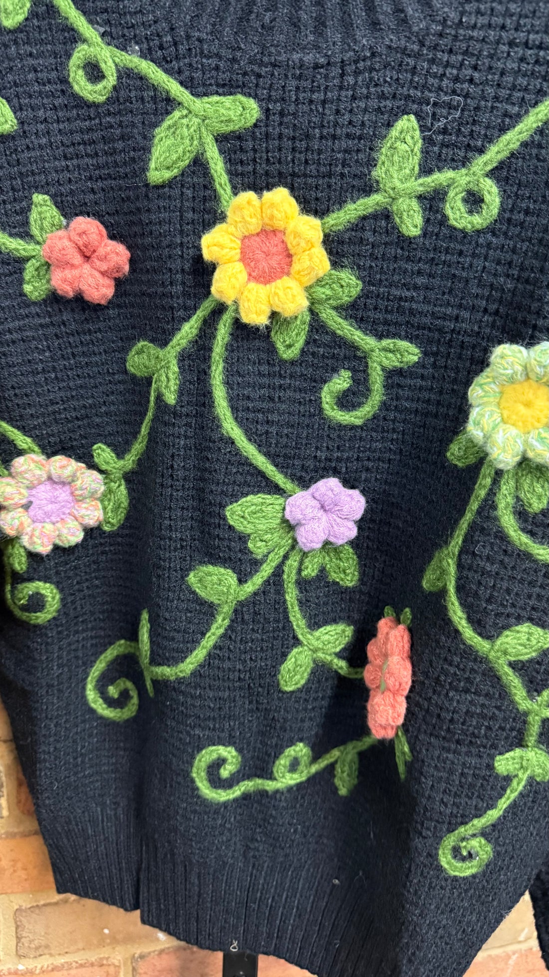Embroidery Floral Vines Sweater