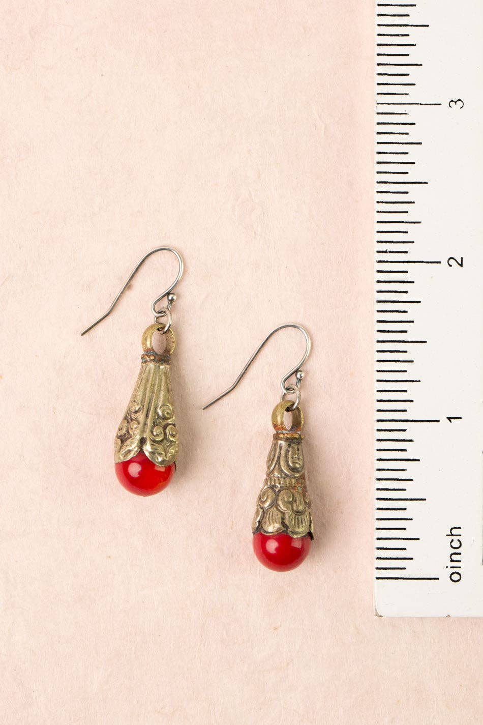 Vintage Red Jasper Drop Earrings 014E - Vintage Vault Boutique