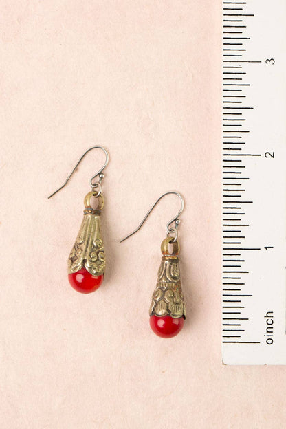 Vintage Red Jasper Drop Earrings 014E - Vintage Vault Boutique