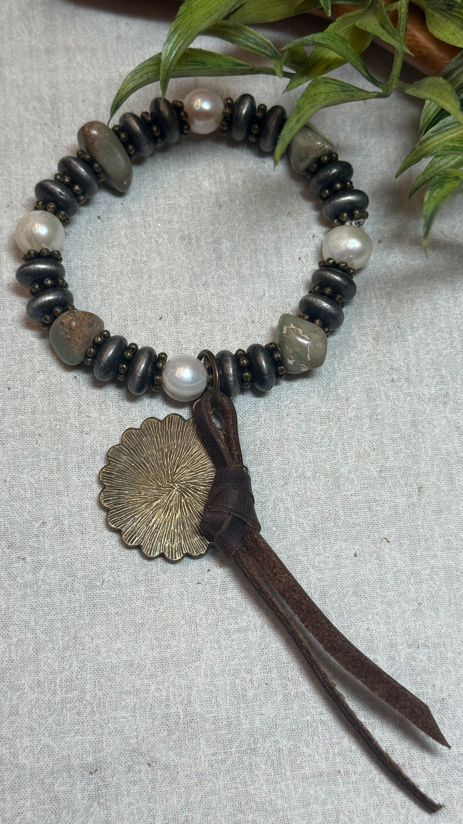 Mixed Bead Nickel Stretch Bracelet