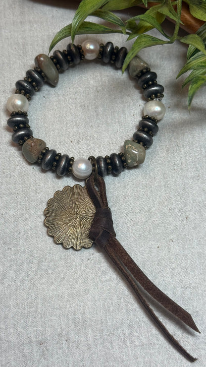 Mixed Bead Nickel Stretch Bracelet