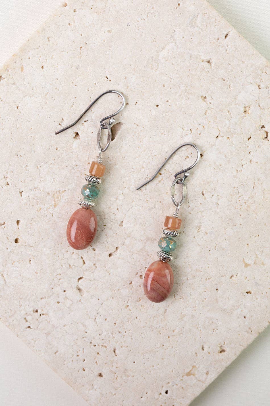 Namaste Czech Glass, Jasper Simple Earrings E020 - Vintage Vault Boutique