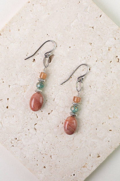 Namaste Czech Glass, Jasper Simple Earrings E020 - Vintage Vault Boutique