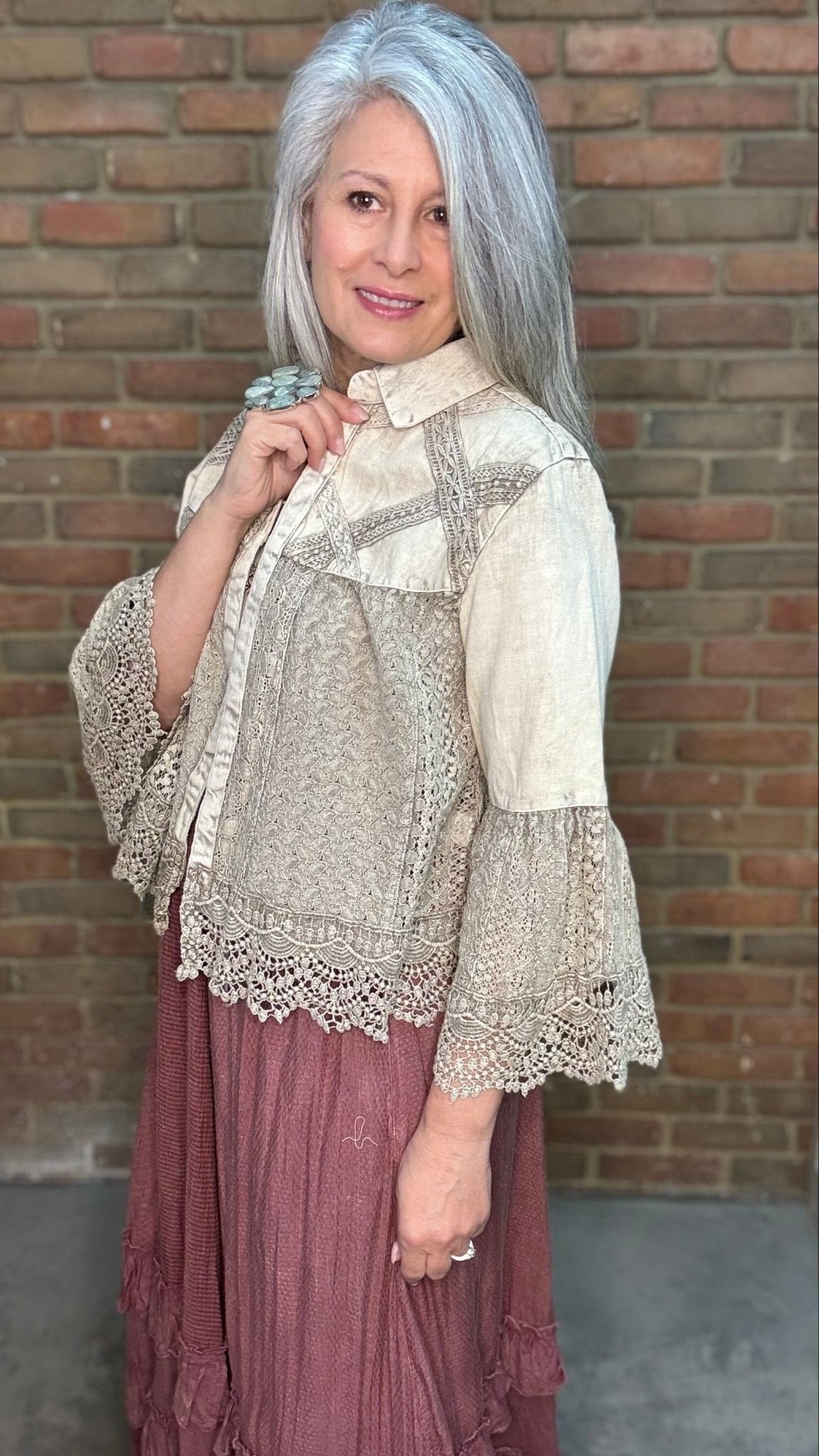Crochet Lace Bell Sleeve Jacket - Vintage Vault Boutique