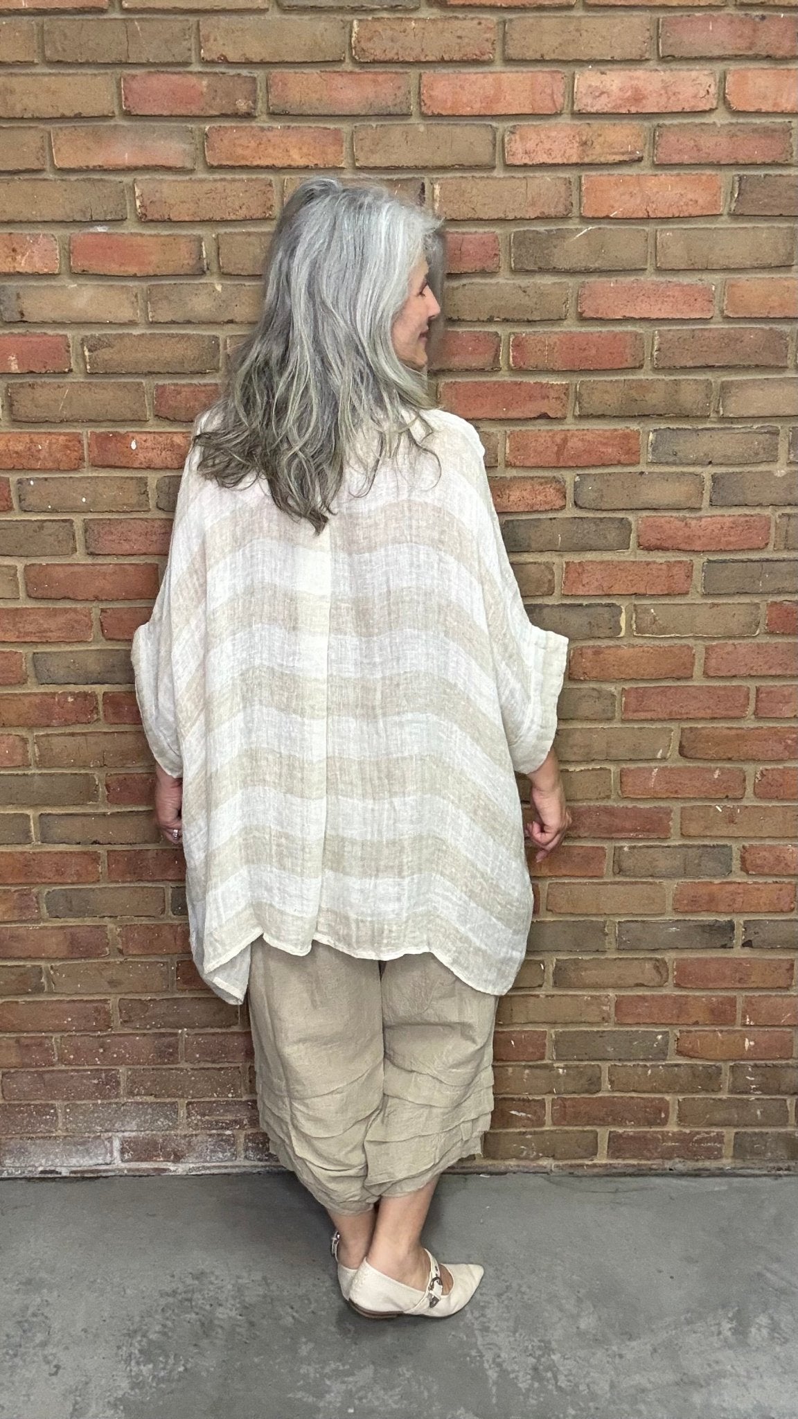 Natural Striped Shirt - Vintage Vault Boutique