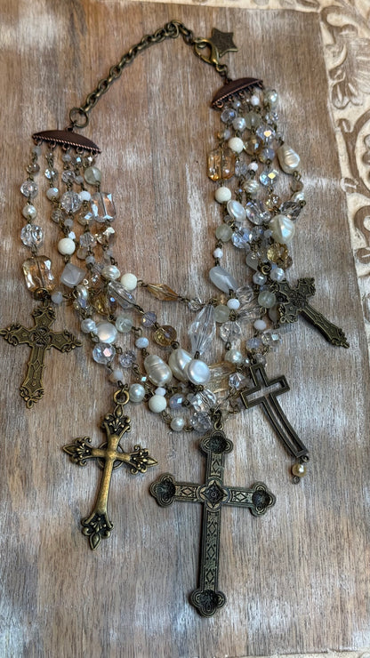 Five Strand Cross Necklace
